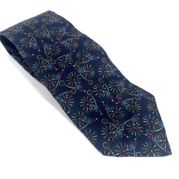 Robert Stock Men's Silk Blue Circus Necktie unicycle Greatest Showman Theater - Picture 3 of 7